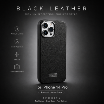 iPhone 14 Pro Black Leather Case – iPhone | Techify